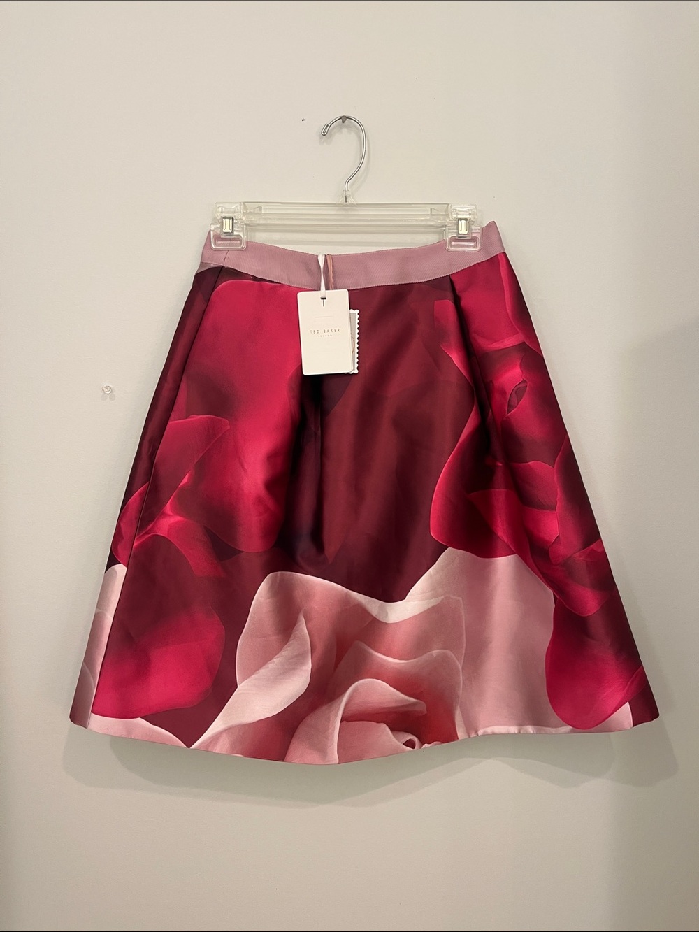 Ted Baker Hot Pink and Light Pink Floral A-Line Midi Skirt